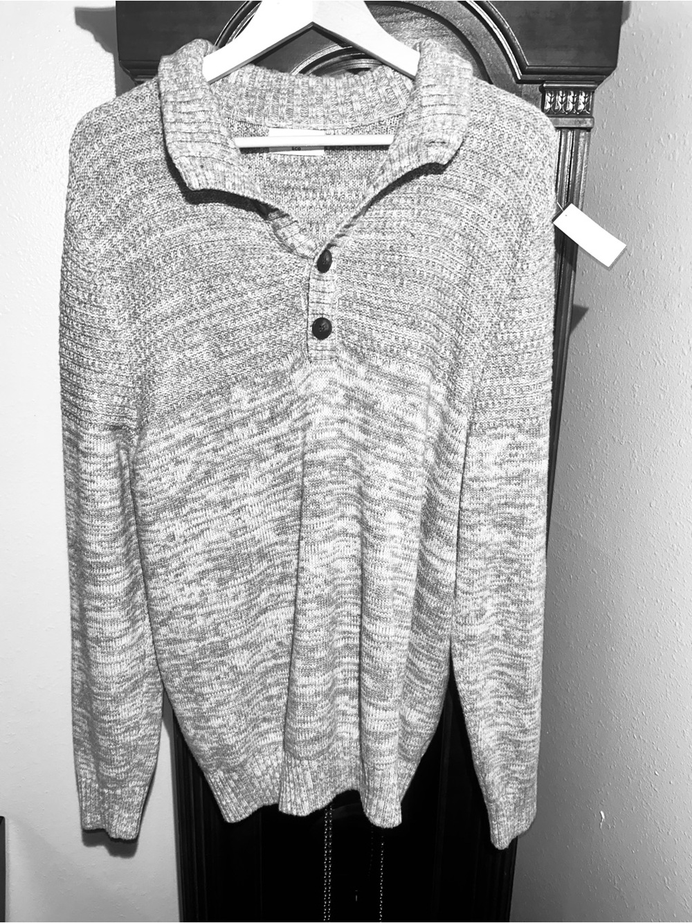 Goodfellow & Co Light Gray Marled Shawl-Collar Sweater Large